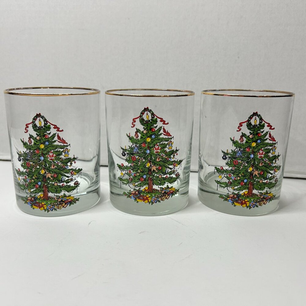 Three Christmas Tree Glasses